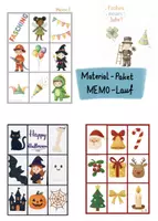 Vorschau - Spiele - Materialpaket Sport: Memo-Lauf (Halloween, Weihnachten, Neujahr, Fasching/ Karneval) - Deckblatt
