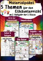 Vorschau - Stundenentwürfe - Ethik Materialpaket 2. Klasse 2. Halbjahr 5 Themen für den Ethikunterricht Umwelt Natur Gefühle Geben und Nehmen Wir feiern Feste - Deckblatt