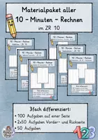 Vorschau - Arbeitsblätter - Materialpaket aller 10–Minuten-Rechnen im ZR10 - Deckblatt