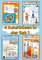 Vorschau - Arbeitsblätter - 4 Kunstideen für die Sek 1, Kunst in der Sekundarstufe 1, fertige Kunstideen Sek 1 - Deckblatt
