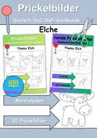 Vorschau - Arbeitsblätter - Prickelbilder / Fensterbilder PAKET Thema Elche - Grundschule - Bastelvorlagen - Deckblatt
