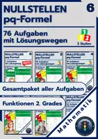 Vorschau - Arbeitsblätter - Nullstellen mit der pq-Formel | 76 Aufgaben + Lösungen - Deckblatt