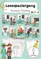 Vorschau - Arbeitsblätter - Lesespaziergang Karneval, Fasching | Kl. 1 - 4 - Deckblatt