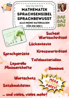 Vorschau - Spiele - MEGA wachsendes Materialpaket Mathematik sprachbewusst sprachsensible DAF DAZ DFU Sekundarstufe 1 - Deckblatt