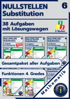 Vorschau - Arbeitsblätter - Substitution | 38 Aufgaben + Lösungen zu Nullstellen - Deckblatt