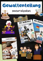 Vorschau - Arbeitsblätter - Gewaltenteilung Materialpaket: Legislative, Legislative & Judikative - Deckblatt