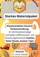 Vorschau - Fördermaterial/Inklusion - Tierbeschreibung Klasse 5 Klassenarbeit (4x) - Deckblatt