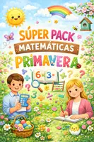 Vista previa - Manualidades / Dibujos para colorear - PACK PRIMAVERA - MATEMÁTICAS🌸 (17 materiales) - Portada