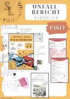 Vorschau - Unterrichtsreihen - Materialpaket/Bundle Unfallbericht, Reihe, Merkblatt, Checkliste, Klassenarbeit - Deckblatt