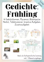Vorschau - Arbeitsblätter - Materialpaket: Frühlingsgedichte schreiben. Fachspezifische Leistungen zum Frühling (Haiku, Rondell, Elfchen, Akrostichon, Placemat Frühling) - Deckblatt