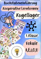 Vorschau - Fördermaterial/Inklusion - Buchstabeneinführung A, E, I, O, U - Vokale - Kugellager A, E, I, O, U - Deckblatt