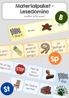 Vorschau - Spiele - Materialpaket Buchstabeneinführung Lesedomino B, Sp, St - Deckblatt