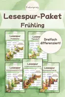 Vorschau - Unterrichtsreihen - Lesespur-Paket Frühling | 3fach Differenziert | Mit viel Sachwissen - Deckblatt
