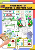 Vorschau - Stationenlernen - Green Monster: Complete Storytime Pack - Deckblatt