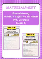 Vorschau - Arbeitsblätter - Nominalisierung von Verben und Adjektiven inkl. Lösungen Klasse 5 - Deckblatt