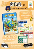 Aperçu - Présentation / Support pour le tableau - Kit tour du monde diapo collectif + fichier élève - Page de couverture