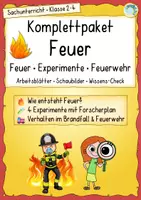 Vorschau - Arbeitsblätter - Komplettpaket Feuer – Experimente, Feuerwehr & Brandschutz | Sachunterricht Klasse 2–4 - Deckblatt