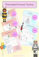 Vorschau - Arbeitsblätter - Materialpaket zu Karneval/Fasching für Deutsch und Mathe - Deckblatt
