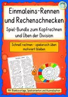 Vorschau - Arbeitsblätter - Einmaleins‑Rennen & Rechenschnecken – Spiel‑Bundle zum Kopfrechnen und Üben der Division - Deckblatt