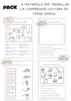 Vista previa - Hojas de trabajo - 4 materials per treballar la comprensió lectora de frase simple. - Portada