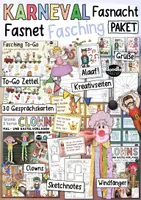 Vorschau - Arbeitsblätter - Karneval / Fasching 🤹🏽🧚🏼♀️ - wachsendes Materialpaket Grundschule - Deckblatt