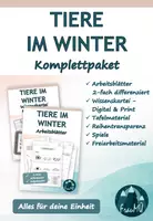 Vorschau - Spiele - Tiere im Winter – Komplettpaket für Klasse 2/3 (Arbeitsblätter, Wissenskartei & Spiele) - Deckblatt