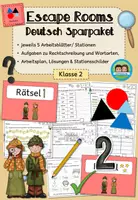 Vorschau - Arbeitsblätter - Escape Rooms Deutsch - wachsendes Sparpaket (Klasse 2) #schulstartbyextraklasse - Deckblatt
