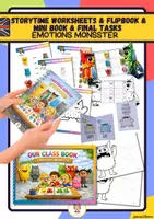 Vista previa - Hojas de trabajo - Emotions monster: Storytime Worksheets & flipbook & mini book & Final Tasks - Portada