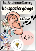 Vorschau - Arbeitsblätter - Buchstabeneinführung Ä, Ö, Ü, ß - Buchstabe Ä, Ö, Ü, ß - Hörspaziergang Ä, Ö, Ü, ß - Deckblatt
