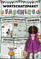 Vorschau - Spiele - Kleines Wortschatzpaket "Fasching" Karneval - DaZ / DaF / Deutsch - Deckblatt