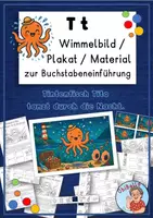 Vorschau - Arbeitsblätter - Buchstabe T t: Wimmelbild/Plakat und Material zur Buchstabeneinführung - Deckblatt