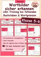 Vorschau - Arbeitsblätter - LRS Materialpaket: Wortgrenzen & fehlende Buchstaben gezielt trainieren (Klasse 5-6) - Deckblatt