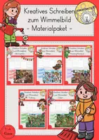 Vorschau - Arbeitsblätter - Wimmelbild beschreiben kreatives Schreiben Bildbeschreibung Materialpaket - Deckblatt