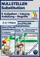 Vorschau - Arbeitsblätter - 2 in 1 Bundle | Nullstellen berechnen - Substitution - Deckblatt