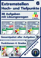 Vorschau - Arbeitsblätter - Extremstellen Fkt. 4. Grades | 38 Aufgaben + Lösungen kaufen - Deckblatt