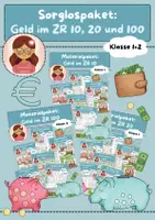 Vorschau - Arbeitsblätter - Sorglospaket: Geld im ZR 10, 20 und 100, Klasse 1+2 - Deckblatt