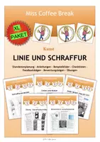 Vorschau - Stundenentwürfe - ZEICHNEN MIT LINIE UND SCHRAFFUR (XL Materialpaket Kunst 5. - 10. Klasse) - Deckblatt