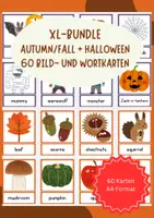 Vorschau - Bildkarten - Herbst-Bundle: Autumn/ fall + Halloween – 60 Flashcards - Deckblatt