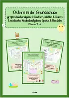 Vorschau - Unterrichtsreihen - Ostern in der Grundschule – großes Materialpaket Deutsch, Mathe & Kunst | Lesetexte, Knobelaufgaben, Spiele, Basteln | Klasse 2–4 - Deckblatt