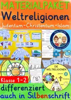 Vorschau - Stundenentwürfe - Weltreligionen Klasse 1 und 2 MATERIALPAKET Grundschule Religion Ethik (Judentum Christentum Islam) - Deckblatt