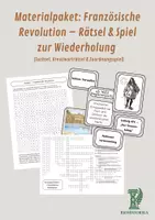Vorschau - Arbeitsblätter - Materialpaket: Französische Revolution – Rätsel & Spiel zur Wiederholung (Suchsel, Kreuzworträtsel, Ich habe.. Wer hat...? & Zuordnungsspiel) - Deckblatt