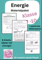 Vorschau - Arbeitsblätter - Materialpaket Energie & Energieformen Klasse 7, 8, 9, 10 - Arbeitsblätter mit Lösungen - Deckblatt