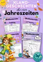 Vorschau - Mal- und Bastelvorlagen - Klanggeschichten Jahreszeiten Grundschule Klasse 1–2 – Frühling Sommer Herbst Winter (Musik & Geräusche) - Deckblatt