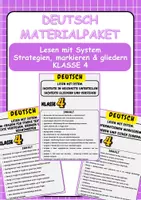 Vorschau - Stationenlernen - Materialpaket Lesen mit System Strategien, markieren & gliedern Klasse 4 - Deckblatt