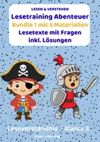 Vorschau - Stundenentwürfe - Lesetraining Abenteuer Materialpaket – Leseverständnis Klasse 3 | 5 Materialien mit Lösungen (Set 1) - Deckblatt
