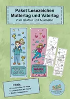 Vorschau - Mal- und Bastelvorlagen - Vatertag Muttertag Lesezeichen Paket - Deckblatt