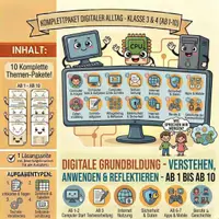Vorschau - Arbeitsblätter - Digitale Grundbildung Komplettpaket 10 Themen Volksschule 3. 4. Klasse - Deckblatt
