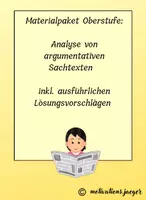Vorschau - Klassenarbeiten - Materialpaket Oberstufe: Kursarbeiten/Abiturtraining zur Analyse eines argumentativen Sachtextes - Deckblatt