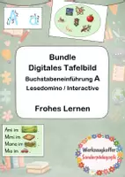 Vorschau - Arbeitsblätter - Materialpaket - Digitales Tafelbild Frohes Lernen - A - Lesedomino - Interactive - Deckblatt
