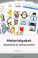 Vorschau - Arbeitsblätter - Materialpaket Symmetrie | Spiegeln im Raster – Mathe Geometrie Grundschule | Arbeitsblätter Jahreszeiten | Klasse 1–3 | Bundle - Deckblatt